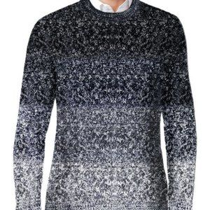 CALI HOLI Cable Knit Contrasted Striped Sweater Navy White US Regular Size M~3XL